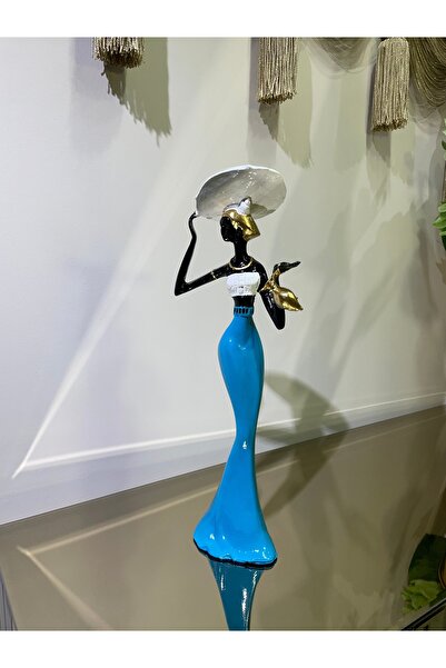 Gökkuşağı Afrika Kadın Figürü Biblo ~ Mavi