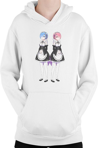 OEM Re Zero REM RAM Demon Siblings Horns Power Tribe Kids Hoodie