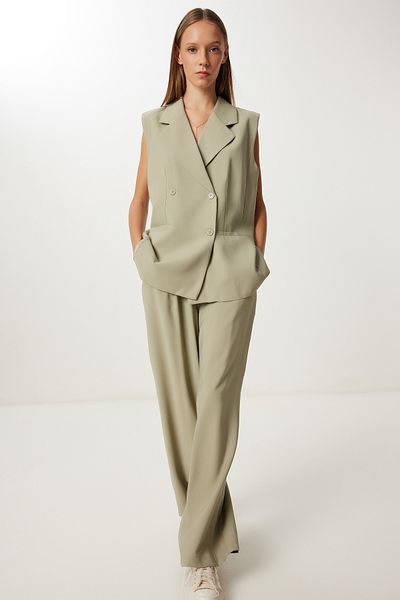 Lovelyİstanbul Woven Vest Pants Suit Lrv0118 Light Green