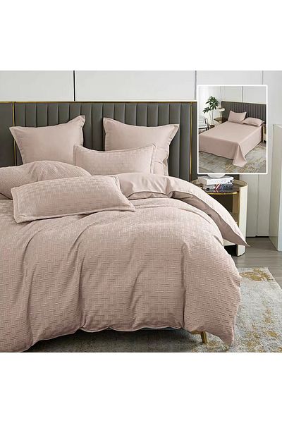 Pucioasa Natur Uni Stripe Bed Linen 6 Pieces With Sheet (Cappuccino)