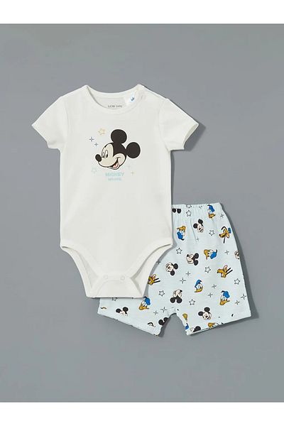 LC Waikiki Lcw Baby Ecru Baby Boy Snap Fastener Bodysuit and Shorts Set of 2