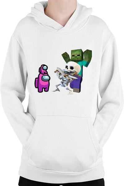 OEM Clash Royale Minecraft Scared Skeleton Event Among Us Crew Kids Hoodie