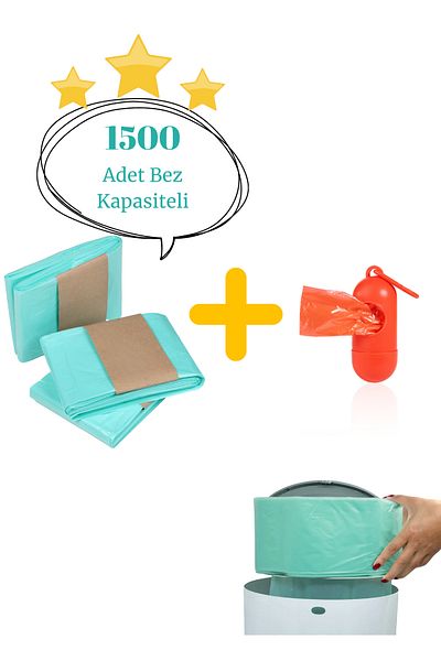 Korbell Compatible with 16L Garbage Cans - 3 Pack 1500 Pieces Baby Diaper Capacity Package Domestic Garbage Bag