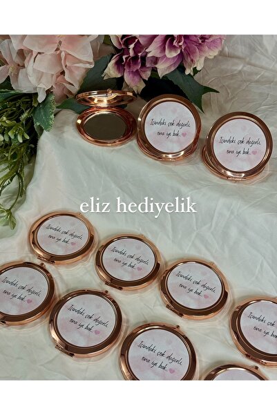 eliz 10 Rose Gümüş Ayna Bride Hediyesi Söz Nişan Nikah Kına Bekarlığa Veda