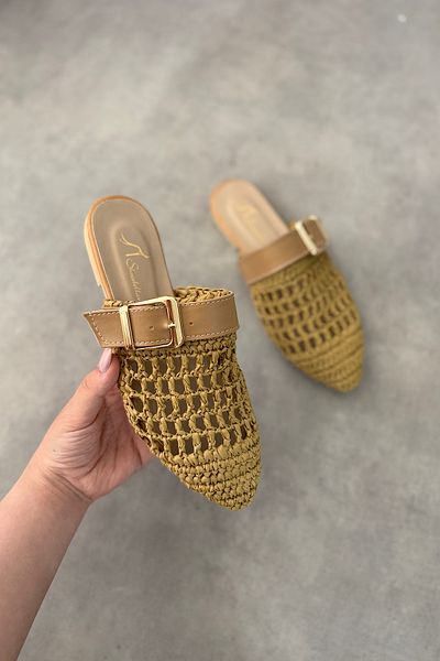 SHOEBELLAS Γυναικείες παντόφλες Hoi Taba με πλεκτή ζώνη