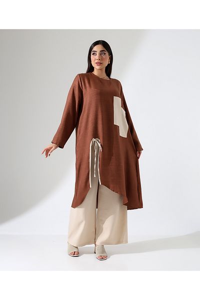 Fi'l Arz Fashion Front Gathered Sofia Linen Tunic Set