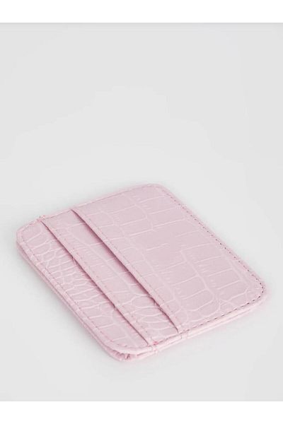 mlio Women's Pink Croco Faux Leather, 4 Card Holders and Coin Compartment, Card Holder