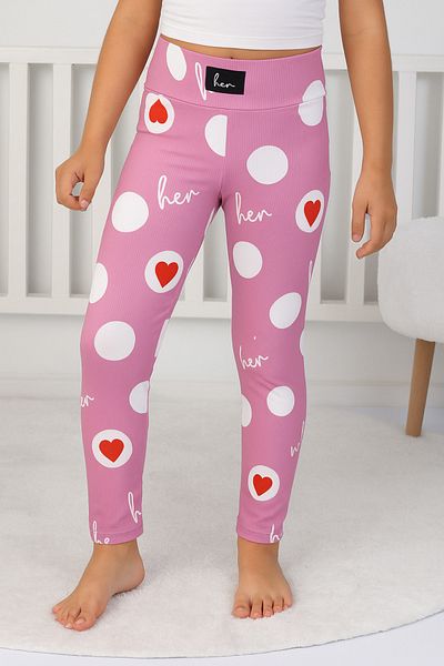 e-çocuk Leggings cu model inimă - 8001SB