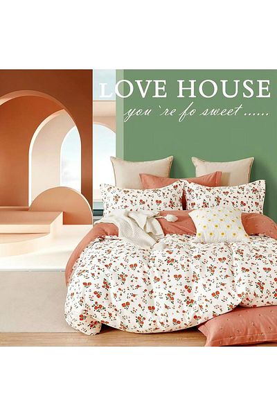 Pucioasa Printed Percale Bed Linen (Prc49) - King Size 6 Pieces