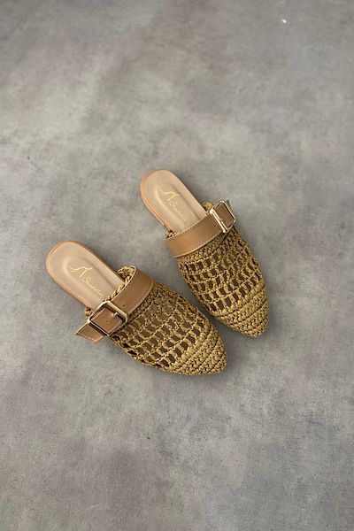 SHOEBELLAS Γυναικείες παντόφλες Hoi Taba με πλεκτή ζώνη