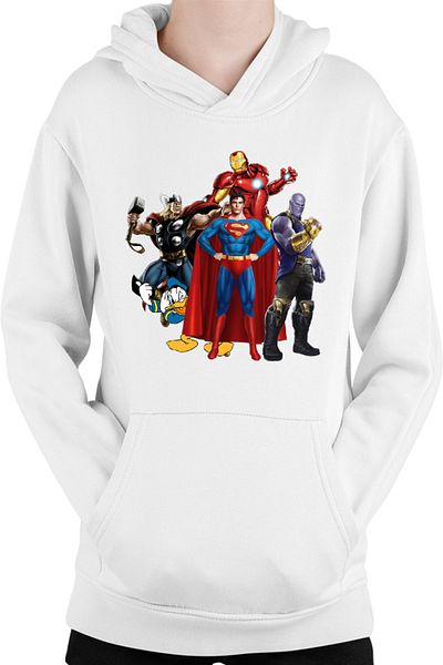 OEM Kids Hoodie Thor Donald Duck Superman Ironman Thanos Villian Hero Cool