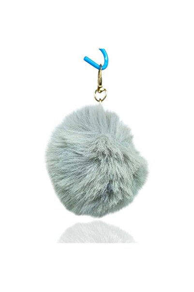 CASABA Plush Pompom Keychain Gray
