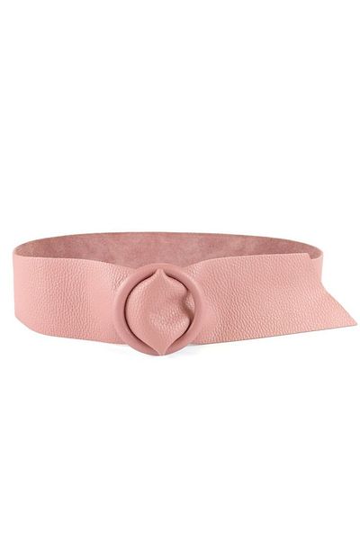 OEM Women's wide powder pink leather belt