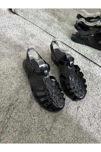 MYVOLANTE صندل نسائي من Jelly Black لحمام السباحة/البحر