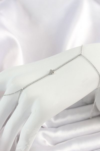 CONAHOME Brass Silver Color Waterway Zircon Stone Clover Model Women's Şahmeran - Tj-Sn624