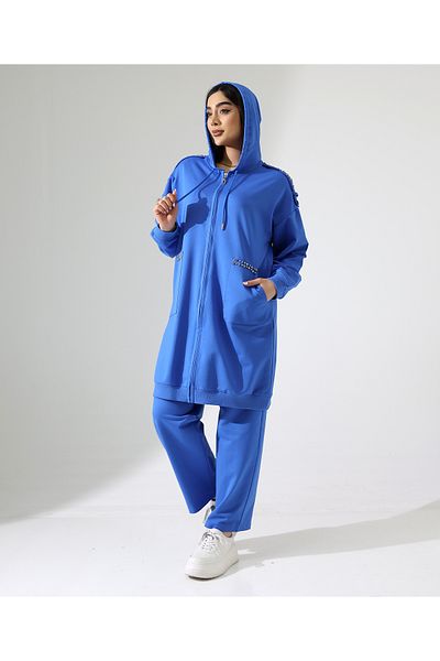 Fi'l Arz Fashion Pearl Hooded Sports Cotton Suit