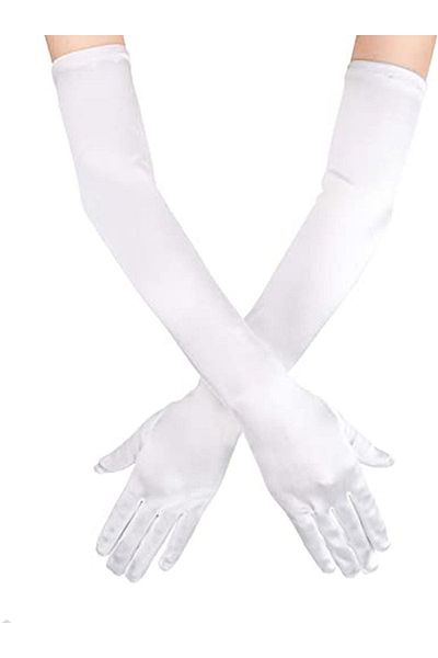 CONAHOME White Color Elbow Long Fabric Gloves 40 cm