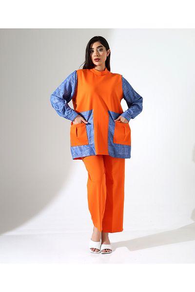 Fi'l Arz Fashion Tunic Cotton Suit with Front Pocket