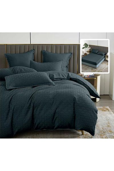 Pucioasa Natur Uni Stripe 6-Piece Bed Linen With Cover (Black)