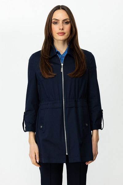 Ekol Zippered Trench Coat with Elastic Waist
