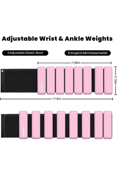 TopEsct Adjustable Wrist Weights - Set of 2 (1lb Each) | Wearable Wrist & Ankle Weights Bracelet for
