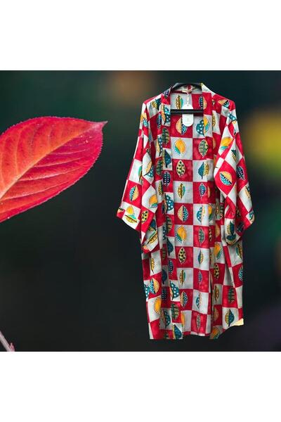 LİLA MARE İthal Hint Kumaşlı Handmade Beachwear Yazlık Kimono Standart Bedenl...