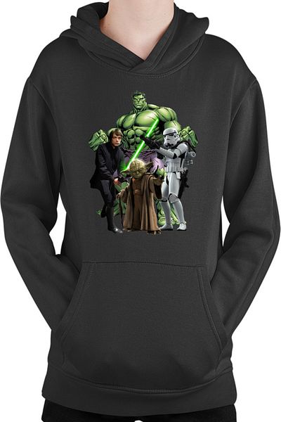OEM Star Wars Luke Skywalker Incredible Hulk Jedi Yoda Kids Hoodie