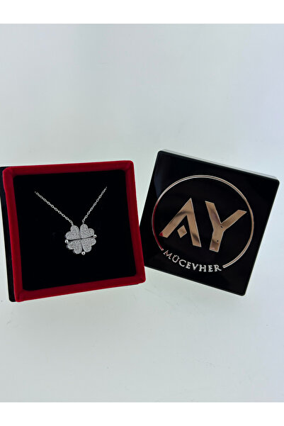 AY MÜCEVHER 925 Ayar Gümüş Mıknatıslı Yonca Kolye