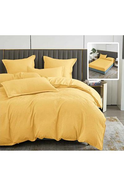 Pucioasa Natur Uni Baroque Bed Linen 6 Pieces With Cover (Yellow)
