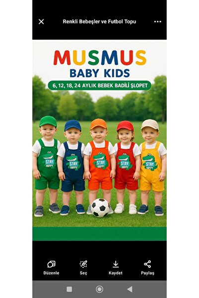 musmus BEBEK BADY'Lİ SALOPET Takım 6-12-18-24 aylık toptan 4'lü seri. ŞAPKA D...