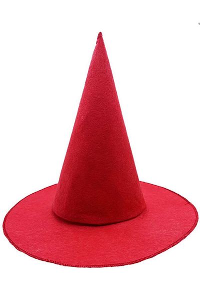CONAHOME Red Color Felt Witch Hat Compatible with Adults and Children 35X38 cm