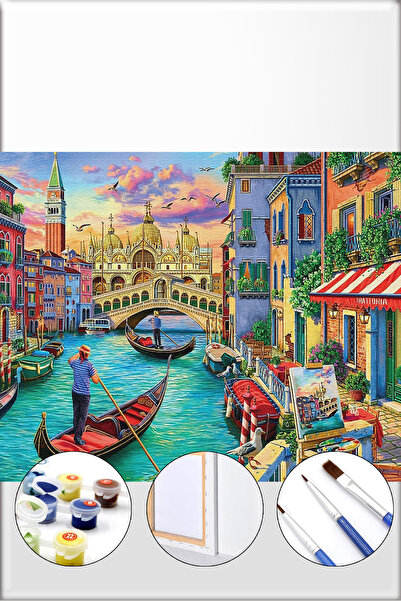 İZSA HOBİ Sayılarla Boyama Hobi Seti 40x50 Çerçeveli Numaralı Tuval Fırça Boy...