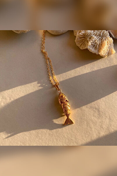 The Collection Kuyruğu Sallanan Balık Kolye Kararmaz Gold Kadın Çelik Kolye