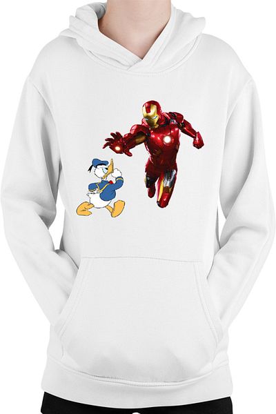 OEM Ironman Donald Duck Tony Stark Save World Kids Hoodie