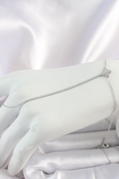 CONAHOME Brass Silver Color Waterway Zircon Stone Embroidered Clover Model Women's Şahmeran - Tj-Sn626
