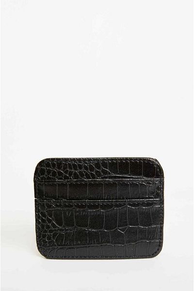 mlio Γυναικείο μαύρο Croco Faux Leather, 4 θήκες για κάρτες και θήκη για κέρματα, θήκη για κάρτες
