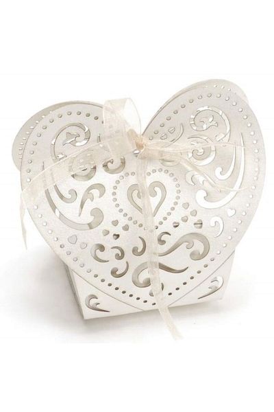 OEM Set 25 Wedding Favors - Heart-Shaped Pearlescent Cardboard Box