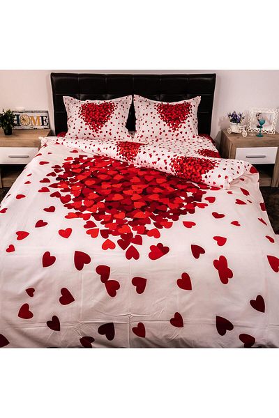 Pucioasa 3D Digital Print Bed Linen (Red Heart)