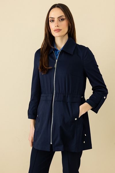 Ekol Zippered Trench Coat with Elastic Waist