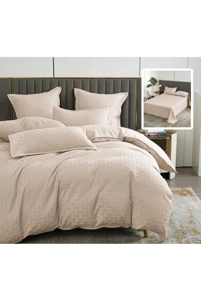 Pucioasa Natur Uni Stripe Bed Linen 6 Pieces With Sheet (Beige)