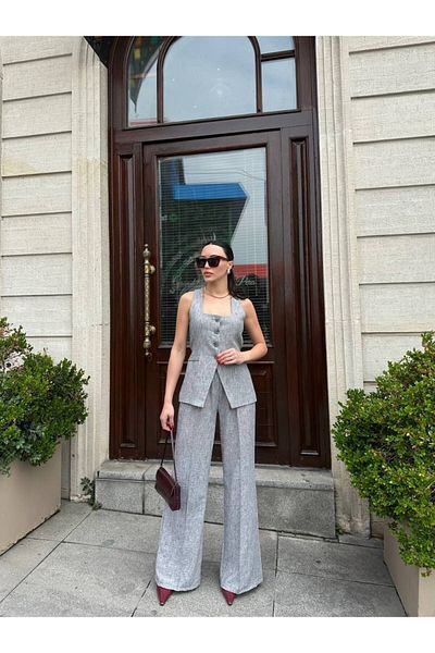 MODAGK Women's Vest Pants Premium Suit-Dark Anthracite Color Will Be Sent