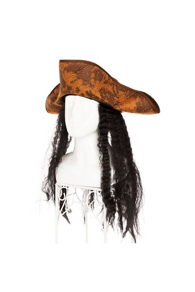 CONAHOME Black Haired Captain Pirate Hat