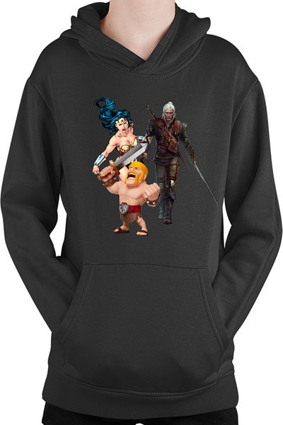 OEM Clash of Clans Witcher Wonder Woman Infantry Kids Hoodie