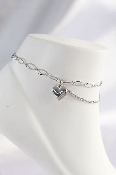 CONAHOME 316L Steel Silver Color Heart Designed Anklet - Tj-Hh1594