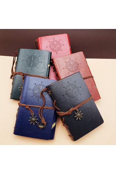 CONAHOME Small Size Compass Printed Leather Notebook