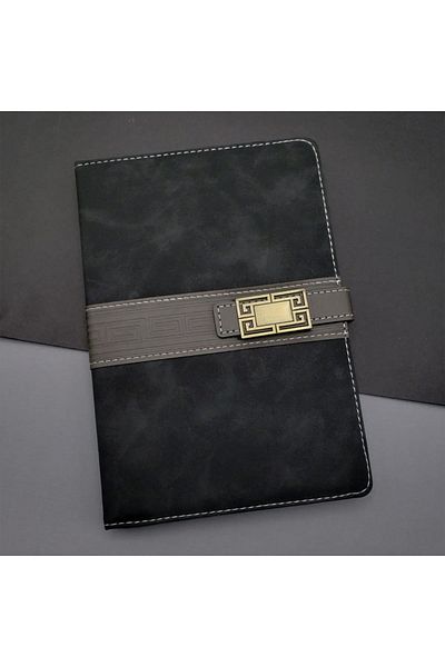 CONAHOME Leather Cover Striped Notepad Black