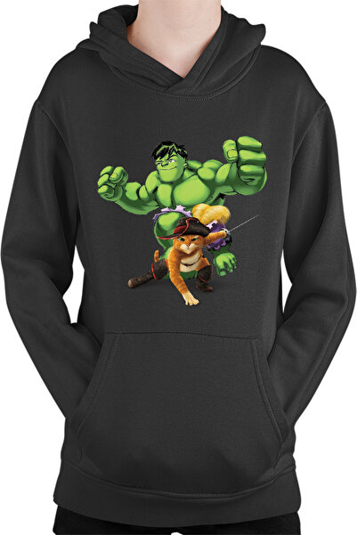 OEM Παιδικό φούτερ Shrek Ο Γάτος με τις Μπότες Hulk Marvel DC Cat