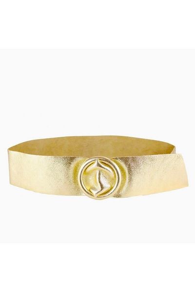 OEM Women's wide gold genuine leather belt