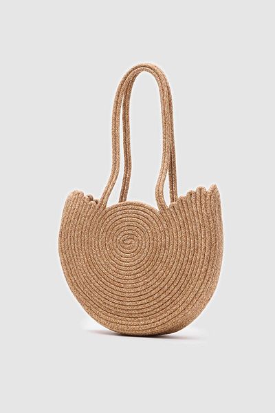 Shule Bags Gusta Straw Shoulder Bag Medium Mink