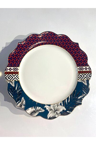 ÇIRPAN EV PEMBE MAVİ PORSELEN 6'LI SERVİS TABAK 27CM